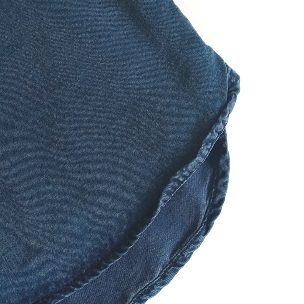 H&M Women’s Aged Deep Sea Blue "Cap Style" V-Neck Lyocell Blouse Size 6 - Picture 8 of 11